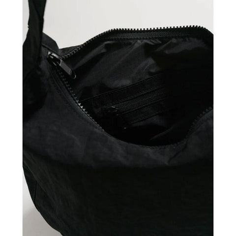Medium Nylon Crescent Bag: Black