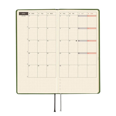 Antique Green Hobonichi Techo Weeks 2026 Planner, MEGA Edition
