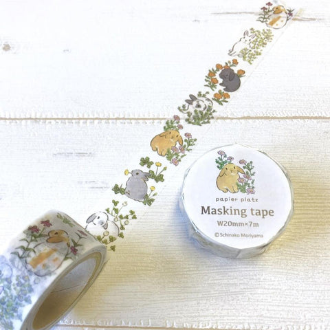 Rabbits + Flowers Washi Tape