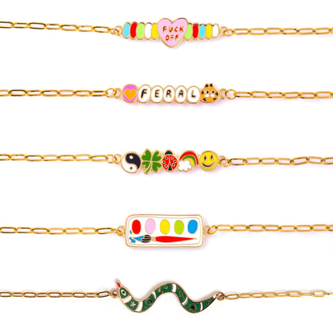 Chain + Charm Adjustable Gold Bracelets