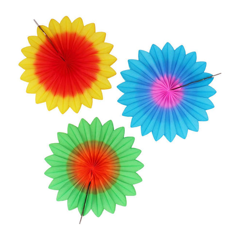 Bright Flower Fans, Set of 3