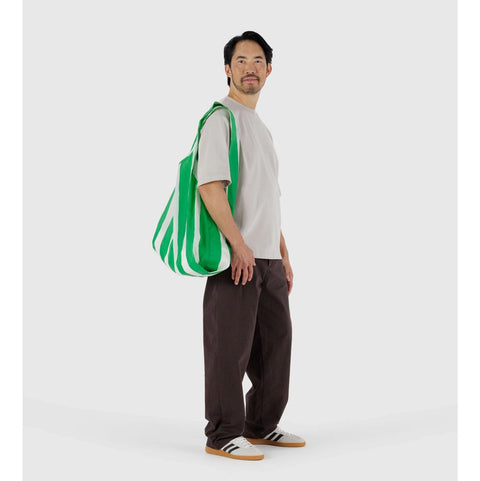 Big Reusable Tote: Green Painted Stripe