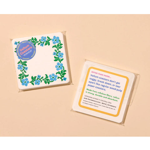 Cross Stitch Flower Coasters Set