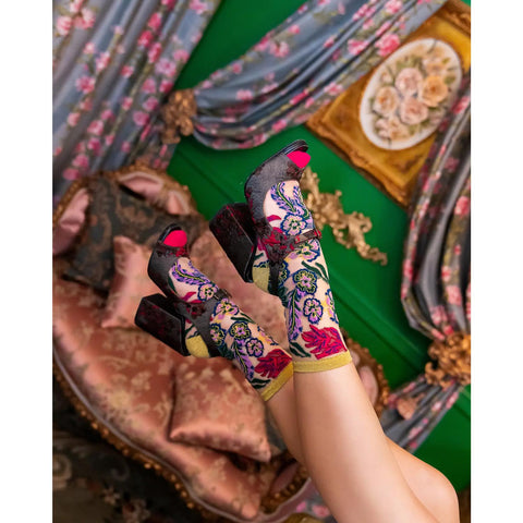 Festive Floral Sheer Socks