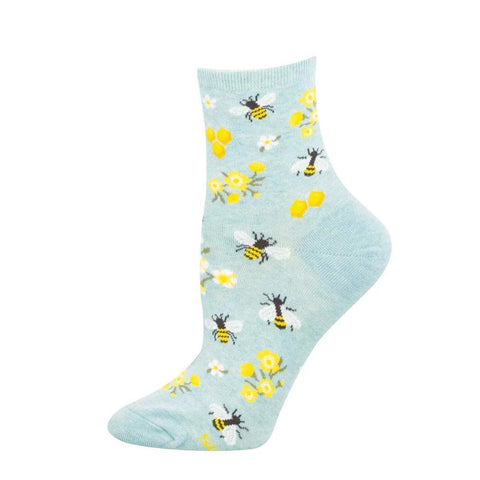 Honey Bee Floral Mini Crew Socks