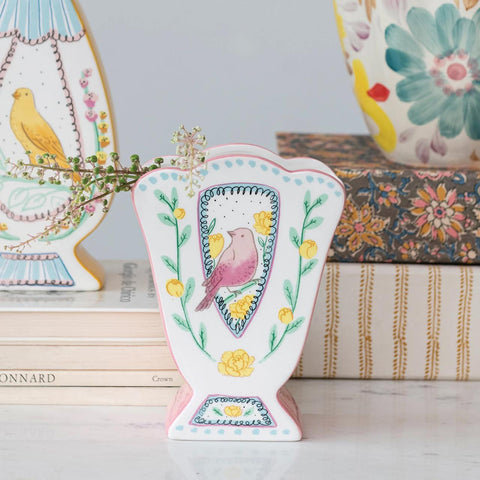 Scalloped Edge Bird Vase