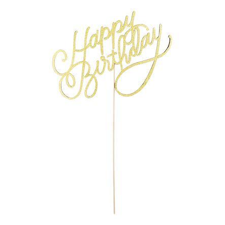 Gold Happy Birthday Cake Topper