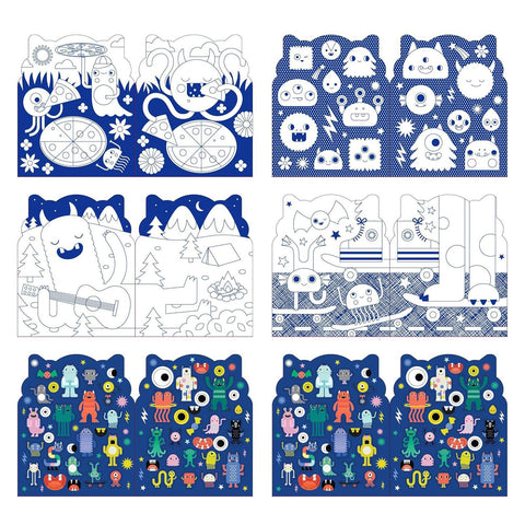 Monsters Coloring Book + Stickers