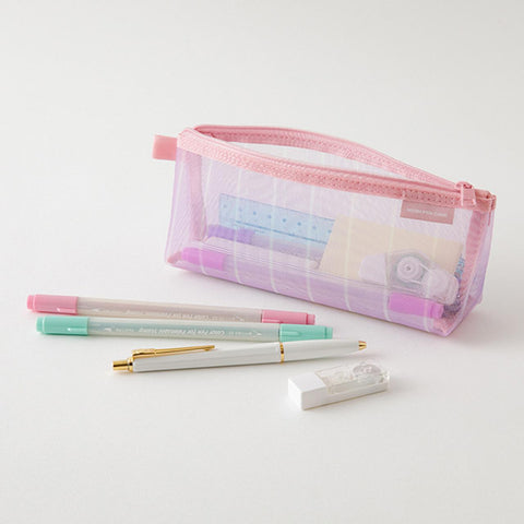 Stripe Purple Mesh Pen Case