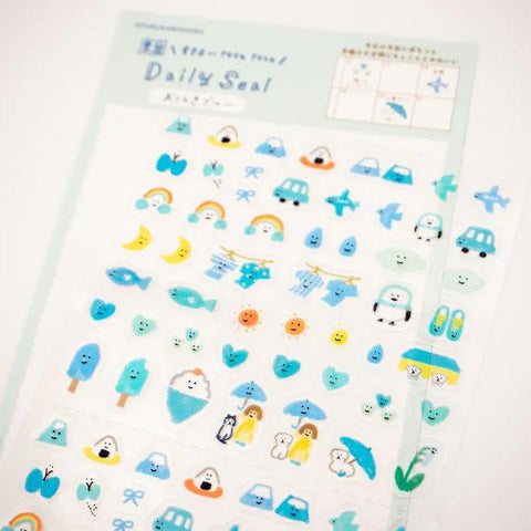 Daily Seal Sticker Sheet, Weather Blue