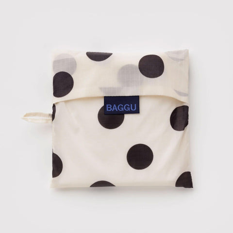 Big Reusable Tote: Cream + Black Polka Dot