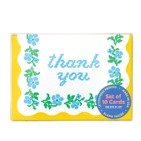 Floral Cross Stitch Thank You Card Set