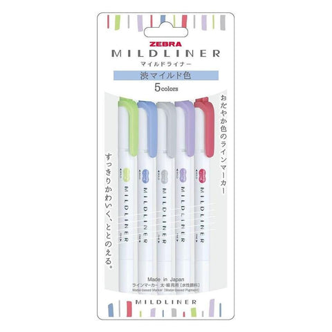 MILDLINER Dual-Tip Creative Highlighters, Set of 5 Shibui Colors