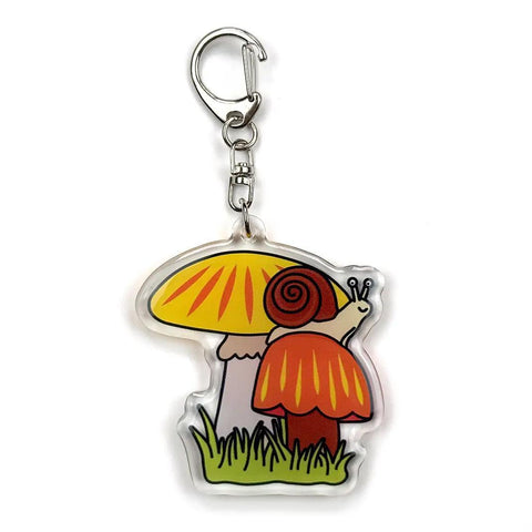 Mushroom + Snail Keychain