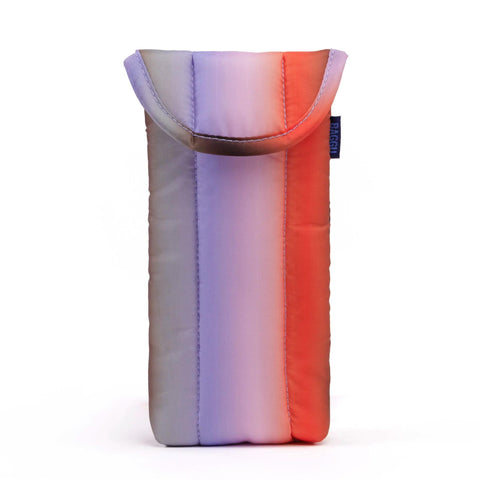 Puffy Glasses Sleeve: Gradient Stripe Poppy + Lilac