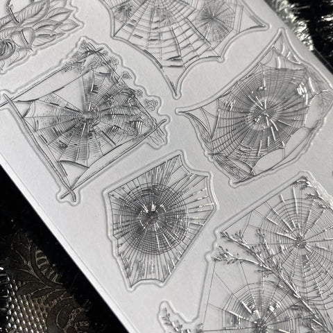 Silver Spiderwebs Sticker Sheet