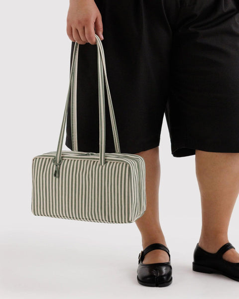 Nylon Bowler Bag: Sage Stripe