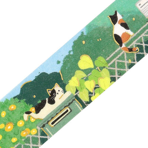 Cats in a Sunlit Garden Washi Tape