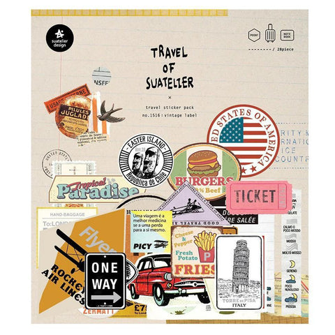 Vintage Label Travel Sticker Pack