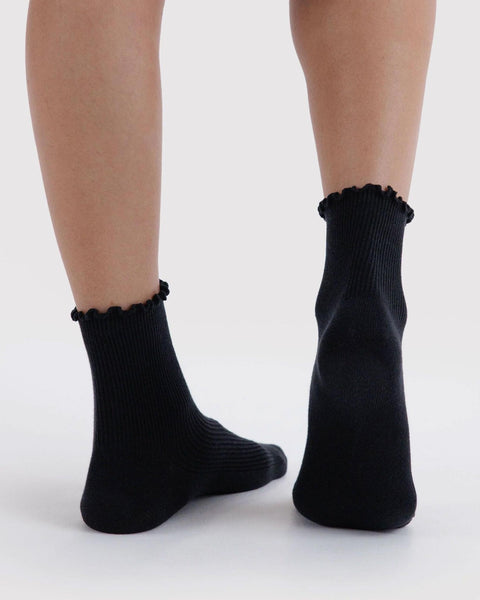Black Lettuce Edge Socks, Set of 2