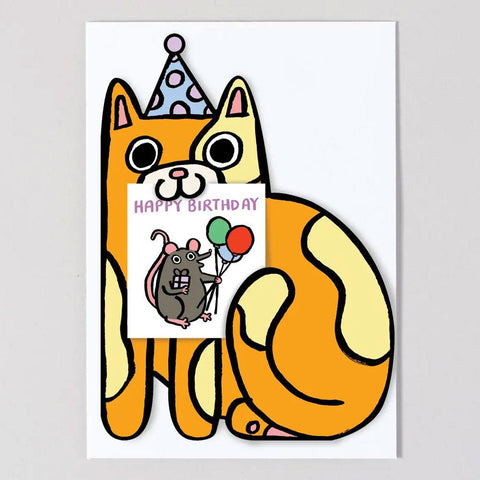 "Cat with Mini Card" Card