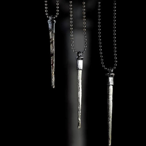 Gunmetal Coffin Nail Necklace