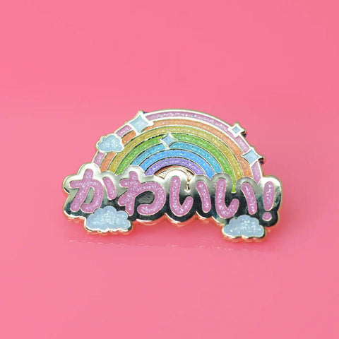 Kawaii Glitter Rainbow Enamel Pin