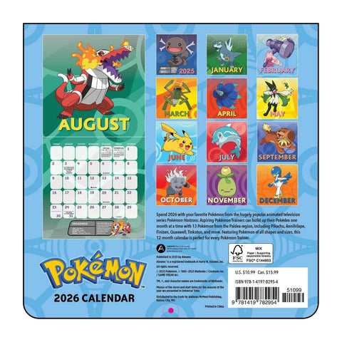 Pokémon 2026 Mini Wall Calendar