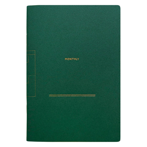 COTOMO Monthly Log B6 Notebook, Dark Green