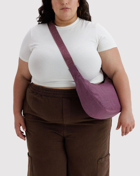 Medium Nylon Crescent Bag: Wild Plum