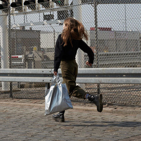 Metallic Silver Tote Bag