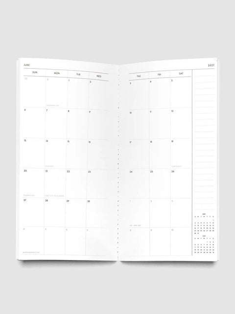 Monthly 2027 Dated Travel Notebook, A5 Slim
