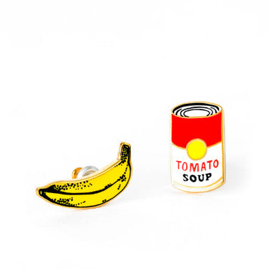 Pop Art Banana + Soup Earrings