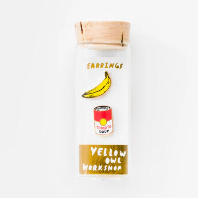 Pop Art Banana + Soup Earrings