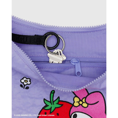 Medium Nylon Crescent Bag: Embroidered My Melody Strawberry
