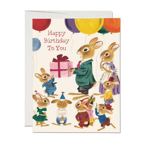 Rabbit Party Birthday Card