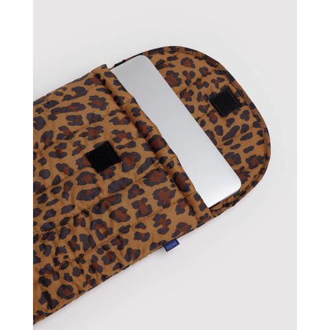 Puffy Laptop Sleeve: Leopard, 16"