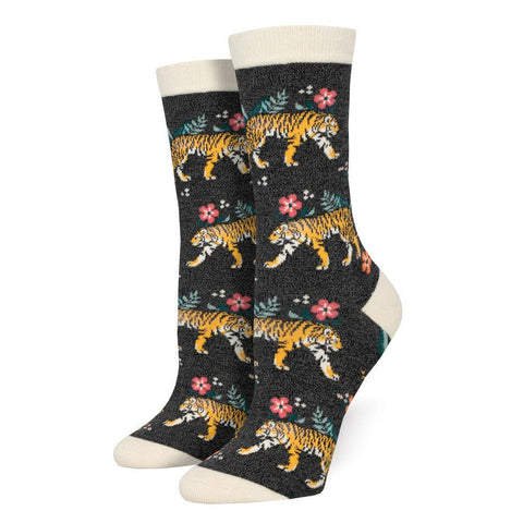 Tiger Floral Bamboo Socks
