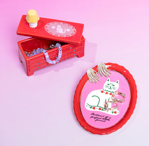 Cat Portrait Oval Trinket Tray