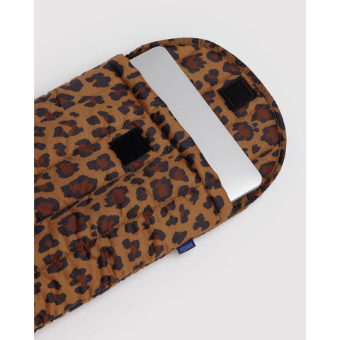 Puffy Laptop Sleeve: Leopard, 13-14"