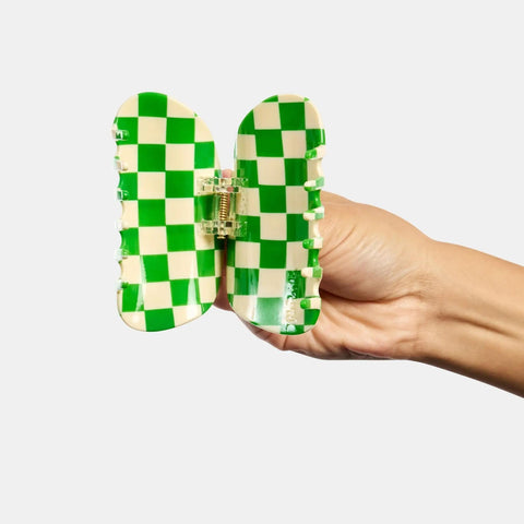 Checker Hair Claw in Green