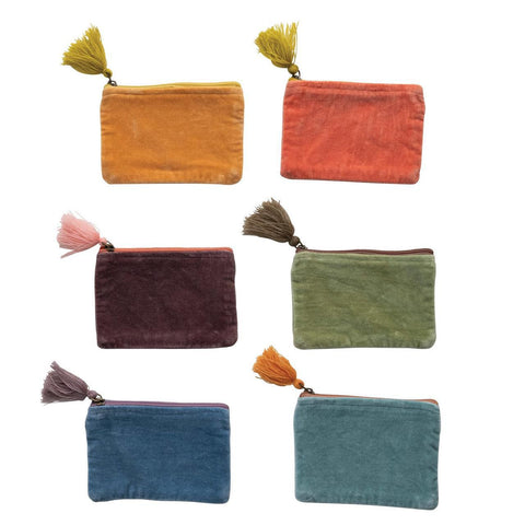 Cotton Velvet Zip Pouches