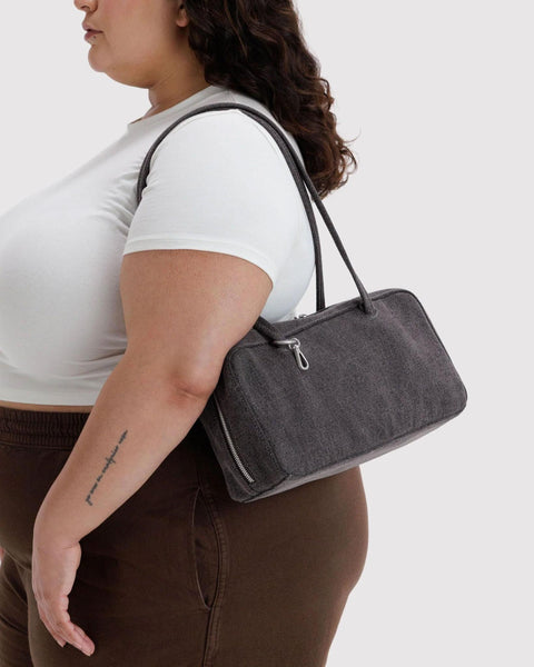 Denim Bowler Bag: Washed Black Denim