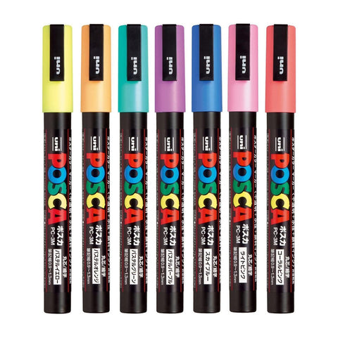 POSCA Fine PC-3M Paint Marker Set, 7 Pastel Colors