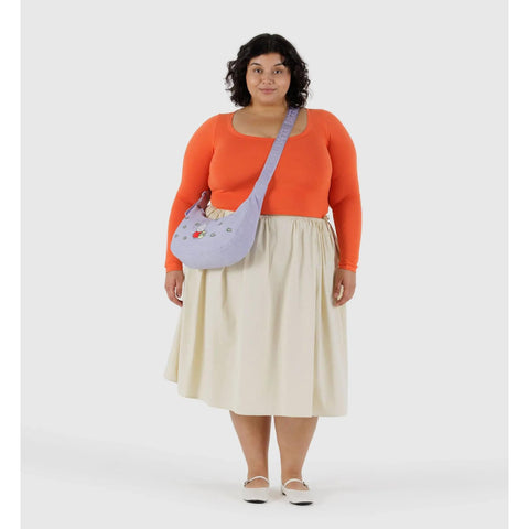 Medium Nylon Crescent Bag: Embroidered Miffy