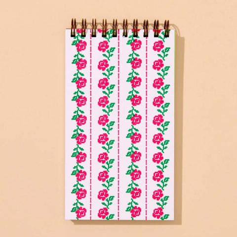 Cross Stitch Rose Pocket Notebook