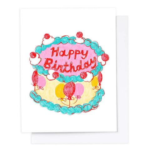 HBD Balloon Cake Card