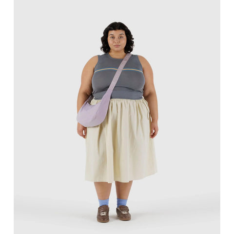Medium Nylon Crescent Bag: Dusty Pink