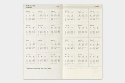 TRAVELER'S notebook, Regular Size, 2027 Monthly