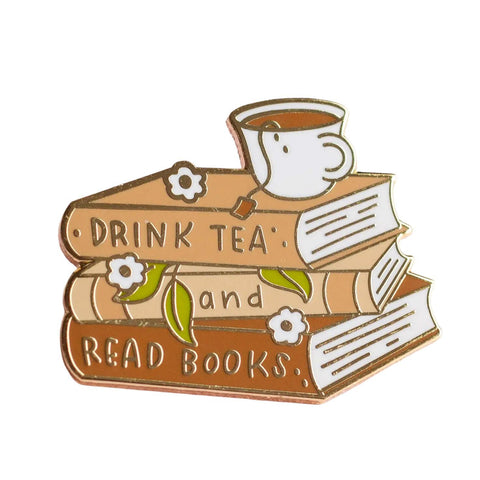 Tea and Books Enamel Pin